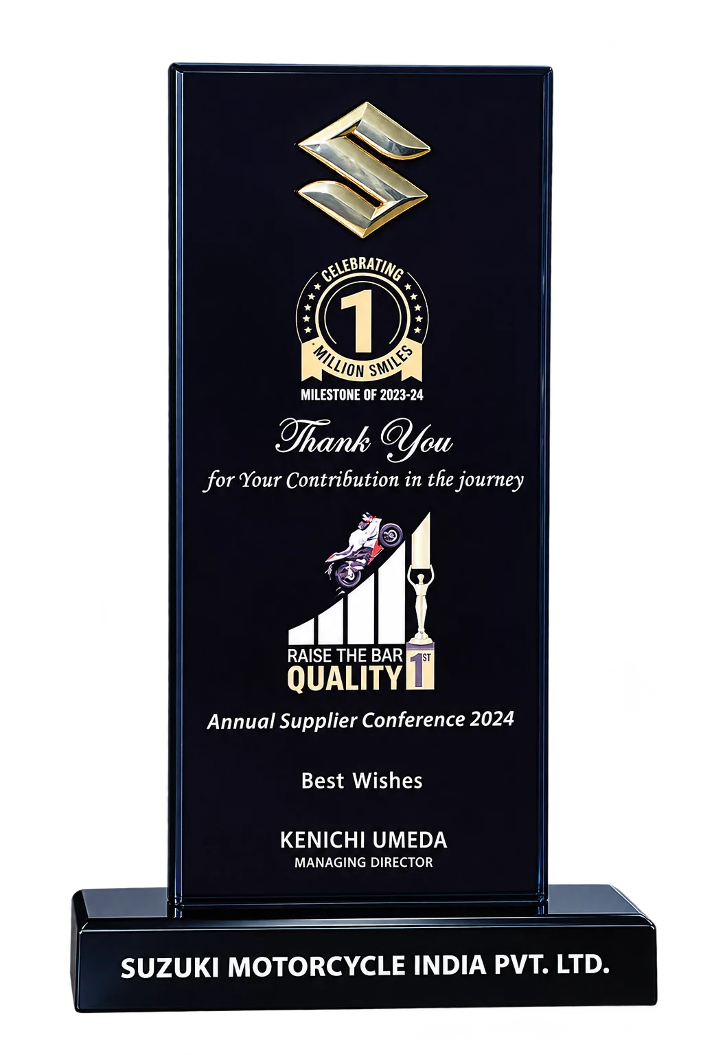 Suzuki Million Smiles Award Plaque